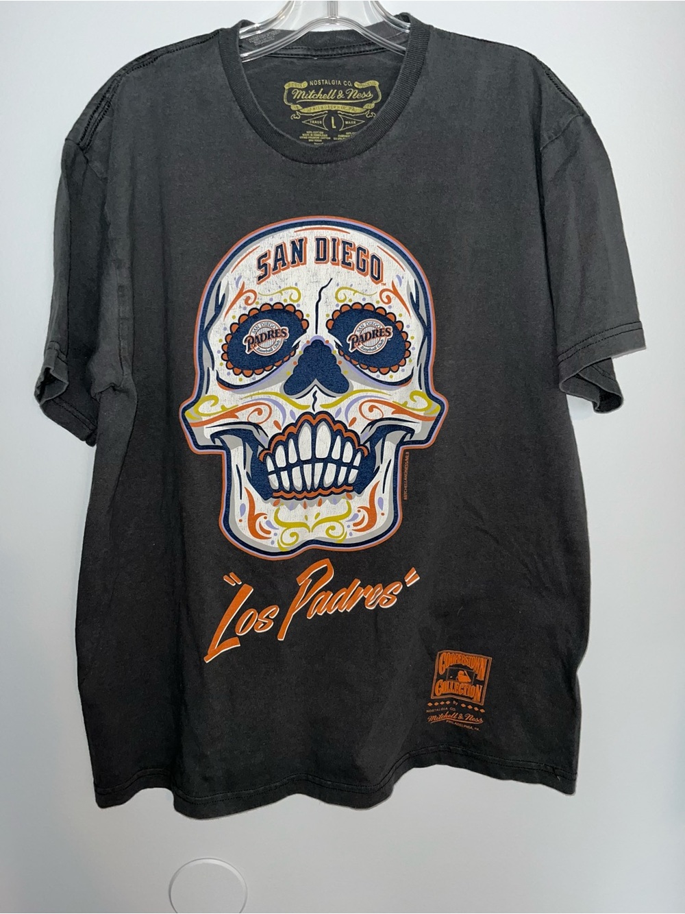 Mitchell & Ness Black San Diego Padres Sugar Skull Tee with Orange Script